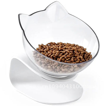 Transparent Pet Bowl with Cervical Spine Protection Tilt Design Cat Head Shape ABS PC Material for Cats And Dogs