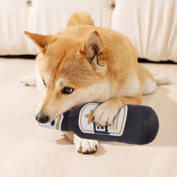 Beer Bottle Squeaky Dog Toy Wine Bottle Plush Dog Toy Interactive Squeaky Dog Chew Toy Stuffed Dog Toy for Small and Medium Dogs