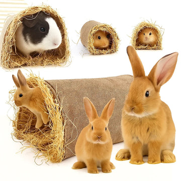 Summer Rabbit Cool Nest Straw Tunnel Toy Pet Cool Arch Bed Also Suitable for Small Pets Such As Guinea Pigs and Hamsters