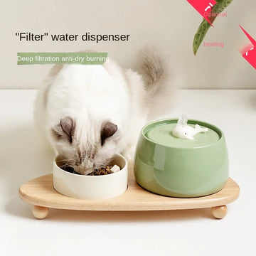 Cat Ceramic Automatic Circulating Filter Water Dispenser Pet Supplies Flow Mute Cat Dog Bowl Live Water Feeder Pet Supplies