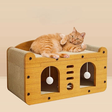 Cat Bed Pet Scratching Board Pet Bed with Scratch Pads Corrugated Cat Cardboard Box Cat Dog Sleeping Nest Cave for Small Dogs