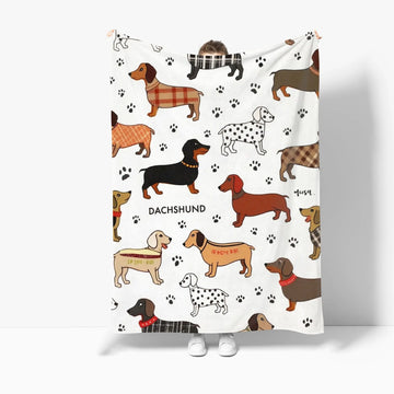 VIKAMA Cartoon Dachshund Pet Blanket, Suitable For Cats, Dogs And Various Other Pets. Facecloth Blanket, Soft And Comfortable
