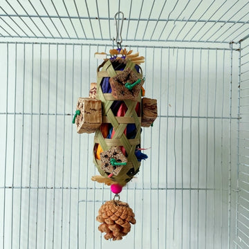 Pet Bird Chew Toy Natural Cornhusk Pinecone for Cockatiel Conure Cockatoos Teeth Grinding Toy for Cage Bird