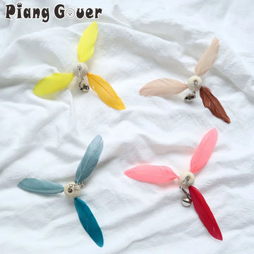 4pcs Colored Feather Rotating windmill Cat Teaser Stick Replacement Header Cat Pet Toy