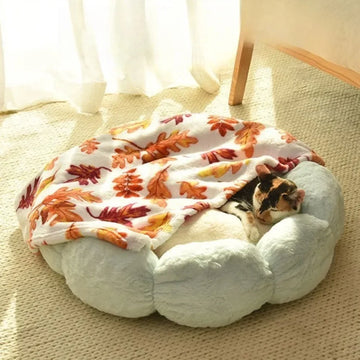 60CM Pet Cat Cushion Dog Bed Animals Sleeping Sofa Flower-Shaped Round Pet Bed Super Soft Cat Bed Long Plush Dogs Basket Cushion