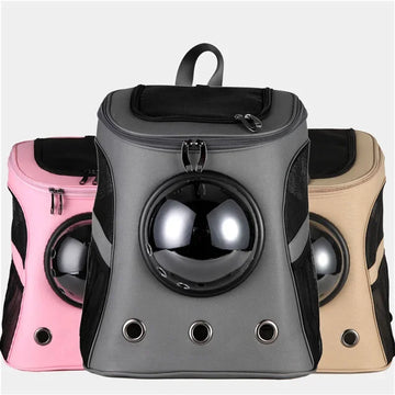 Fat Cat Backpack Carrier Denim Pet Backpack with Space Capsule Bubble for Small Medium Cats Puppy Dog Backpack for Travel Hiking