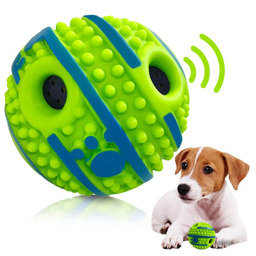 Wobble Wag Giggle Ball for Dogs - 10cm Spiky Chew Toy with Giggle Sound, Interactive Squeaky Teeth Cleaning Ball for Small Dogs
