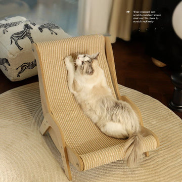 Sisal Cat Scratcher Bed Elegant Sturdy Cat Lounge Chair Rocking Cat Scratch Chair Pet Multi-Functional Scratcher Beach Chair