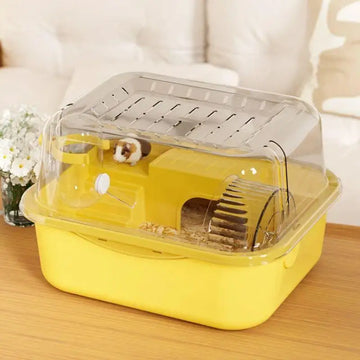 Hamster Cage Mouse Rat Rodent Habitat with Exercise Wheel Tubes Hut Transparent Small Animal Habitat House Pet Home