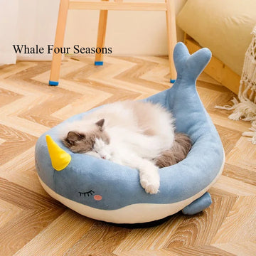 Cat Nest Four Seasons Universal Summer Cooling Mat Detachable Cat Whale Dog Nest Small Dog Dog Semi Enclosed Pet Supplies