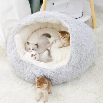 50CM Plush Pet Bed Soft Cat Bed Comfortable Cat Dog Sleeping Nest with Cover Round Pet Puppy Mattress Cat Dog Sleeping Nest