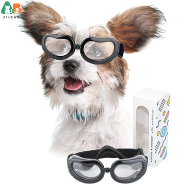 ATUBAN Dog Goggles Small Breed, Dog Sunglasses Small Breed Eye Protectie Goggles for Small Dogs Outdoor Riding Driving, Clear