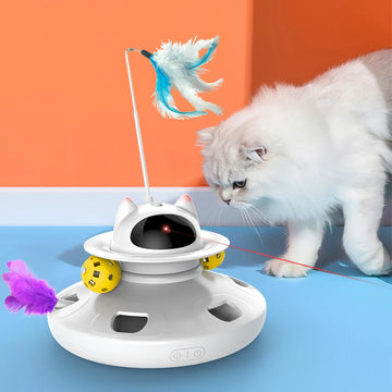 4 In 1 Smart Teasing Cat Toys Automatic Feather Fun Ball Toy Set for Cats Dog Laser Electronic Interactive Pet Toy Accessories