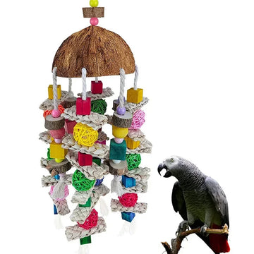Large Parrot Nibbling Toy in Parrot Toys Coconut Shell Sichuan Pepper Wood Corn Vine Ball Bird Skewer Toy Bird Accessories