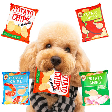 Potato Chip Package Shape Sound Plush Toy Funny Stuffed Chew Pet Toy Snack Food Simulation Pillow Creative Dog Grinding Supplies