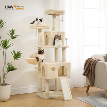 Multi-Level Cat Tree for Cats with Large and Comfortable Condo Stable Cat Climbing Frame Cat Scratch Board Toys Cat Furniture