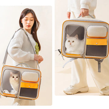 cat bag Cats Backpack transporter for cats Double shoulder pet backpack, crossbody bag,15KG can withstand weight,large space
