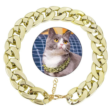 Pet Dog Cat Hip Hop Plating Plastic Collar French Bulldog Necklace Small Dog Cat Chain Collar Adjustable Puppy Bully Neck Strap