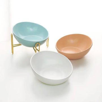 Cat Ceramic Food Water Bowls Small Dogs Nordic Drinking Eating Feeders With Stand Pet Elevated Feeding Supplies