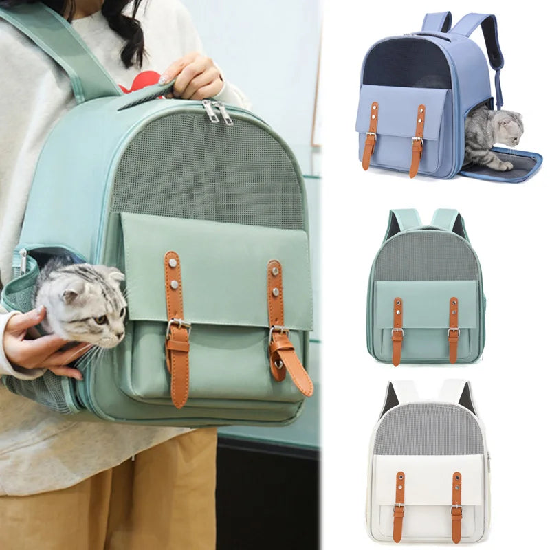 Large Capacity Portable Cat Carrier Backpack Breathable Pet Travel Bag Wear-resistant Foldable Cat Bag for Kitten