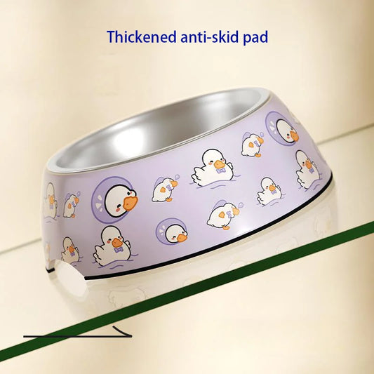 1Pcs Cat Feeding Bowl Stainless Steel Cute Drinking Fountain Anti-dumping Large Capacity Melamine Pet Supplies Thick Non-slip