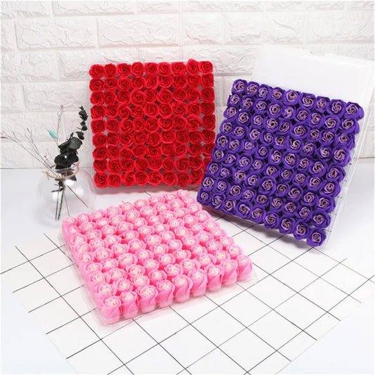 81Pcs Artificial Soap Rose Flower Heads for Wedding Decor Valentine's Day Gifts Living Room Home Arrangements