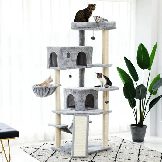 Pet Cat Tree House Condo Perch Playground Stable Furniture for Kitten Multi-Level Play Tower for Large Cats Cozy Nest Solid Wood