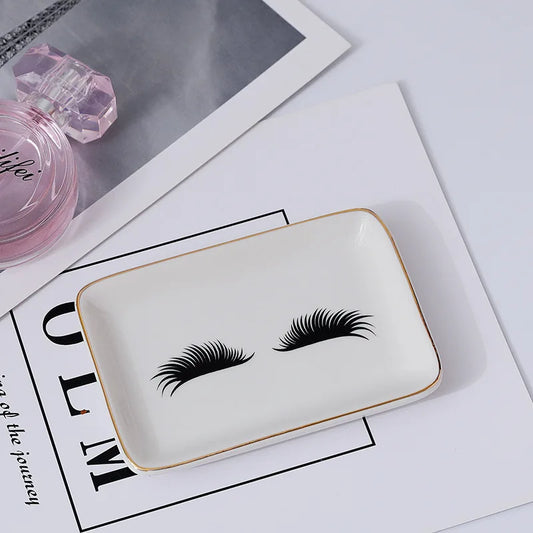 Creative Ceramic Jewelry Dish Trinket Dish Small Jewelry Tray Decorative Plate Cat Shell Eyelashes Hand Plates Decoration Crafts