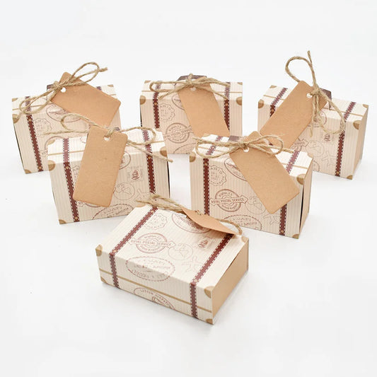 10/20pcs Travel Suitcase Candy Box Kraft Paper Gift Boxes Wedding Birthday Party Decoration Supplies Christmas Gift Packaging