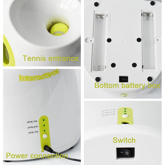 Automatic Ball Launcher Throwing Machine Dog Toys Interactive Tennis Pet Thrower with 3 balls