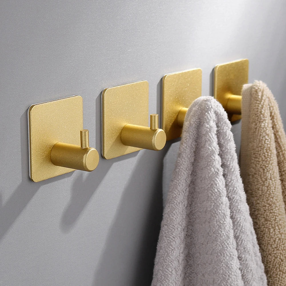 Black Gold Hooks Waterproof Adhesive Hanger Wall-mounted Clothes Umbrella Keys Hats Storage Hook Drill-free Decoration Hooks