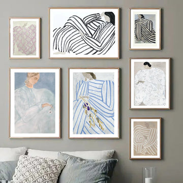 Minimalist Style Abstract Line Curve Think Girl Wall Art Print Canvas Painting Nordic Poster Wall Picture For Living Room Decor