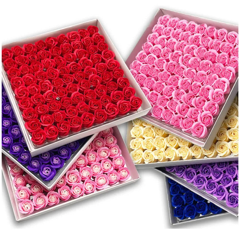 81Pcs Artificial Soap Rose Flower Heads for Wedding Decor Valentine's Day Gifts Living Room Home Arrangements