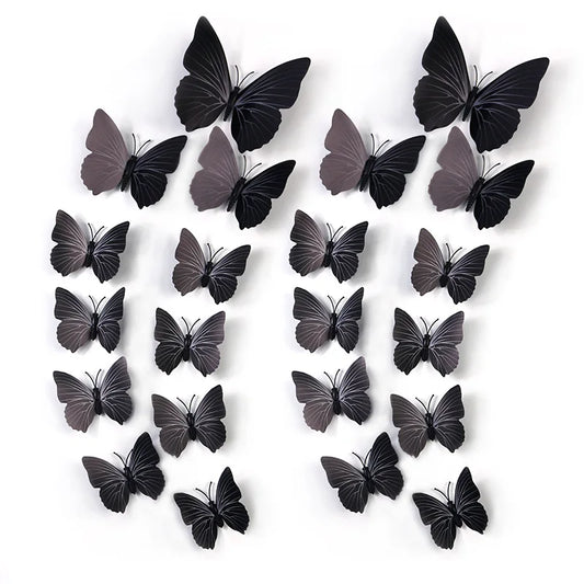 12Pcs/set 3D Black Butterfly Wall Sticker For wedding Decoration living Room Window Stickers Home Decor Butterflies stickers