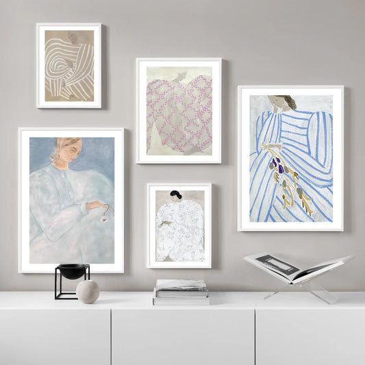 Minimalist Style Abstract Line Curve Think Girl Wall Art Print Canvas Painting Nordic Poster Wall Picture For Living Room Decor
