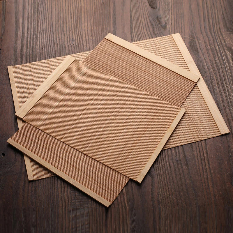 New Natural Bamboo Table Mat Tea Dining Hot Insulated Table Runner Japanese Style Natural Woven Placemat Coaster Cup Pad