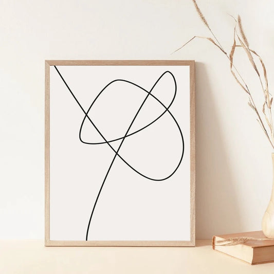Modern Abstract Line Drawing Art Print Black White Pictures Minimalist Wall Art Canvas Painting Scandinavian Poster Home Decor