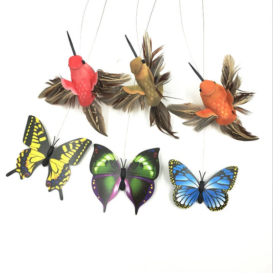 100pcs Cute Electric Rotating Colorful Butterfly Bird Funny Dog Cat Toys Scratch Toy For Cat Small Dog Cats Intelligence Taining