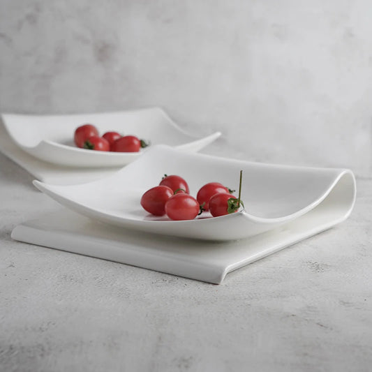 Square Household Folding Plate Western Food Fruit Dessert Plate European Creative Ceramic Breakfast Plate Cold Vegetable Plate
