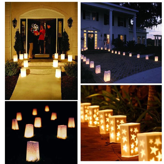 20 pcs/lot Heart Shaped Tea Light Holder Luminaria Paper Lantern Candle Bag For Christmas Party Outdoor Wedding Decoration New