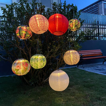 8Inch IP55 Waterproof LED Solar Lantern Lamp Hanging Light for Outdoor Yard Festival Celebration Party Garden Decoration Lamp
