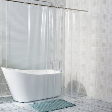 Transparent Shower Curtain Waterproof Clear White PEVA Bath Curtains Liner for Bathroom Mildew Home Hotel with Free Hooks