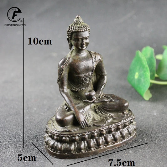 10cm Retro Copper Buddha StatueThailand Buddha Sculpture Brass Hand Made Buddhism Hindu Fengshui Figurine Meditation Home Decor