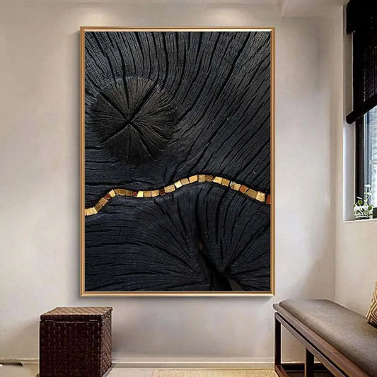 Abstract Black Golden Line Texture Poster Wall Art Painting Living Room Prints Bedroom Vintage Minimalist Interior Home Decor