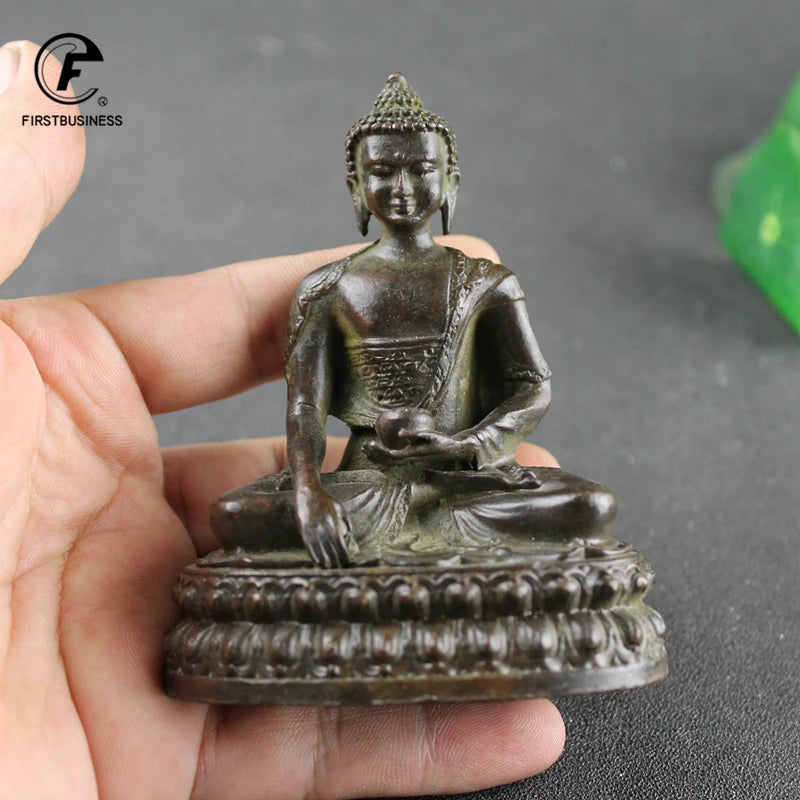 10cm Retro Copper Buddha StatueThailand Buddha Sculpture Brass Hand Made Buddhism Hindu Fengshui Figurine Meditation Home Decor