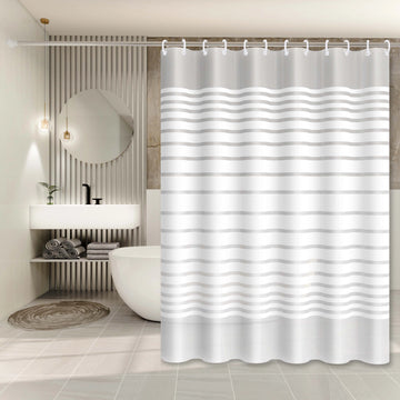 White Striped Minimalist Style Shower Curtain, Simple Style Partition Curtain for Bathroom
