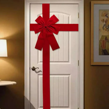 Christmas Front Door Decoration Hanging Bow Knot Imitation Linen Ribbon New Year Xmas Front Door Decor Big Bow Diy Material