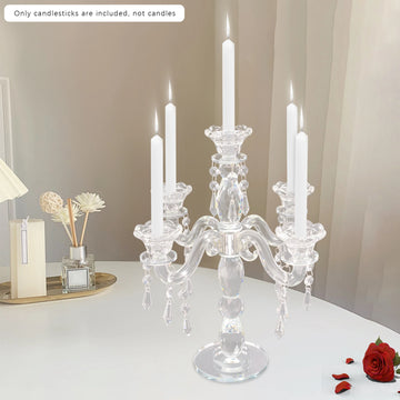 5 Heads Candle Holder Crystal Candle Centerpieces Beautiful Desktop Decorative Accessory