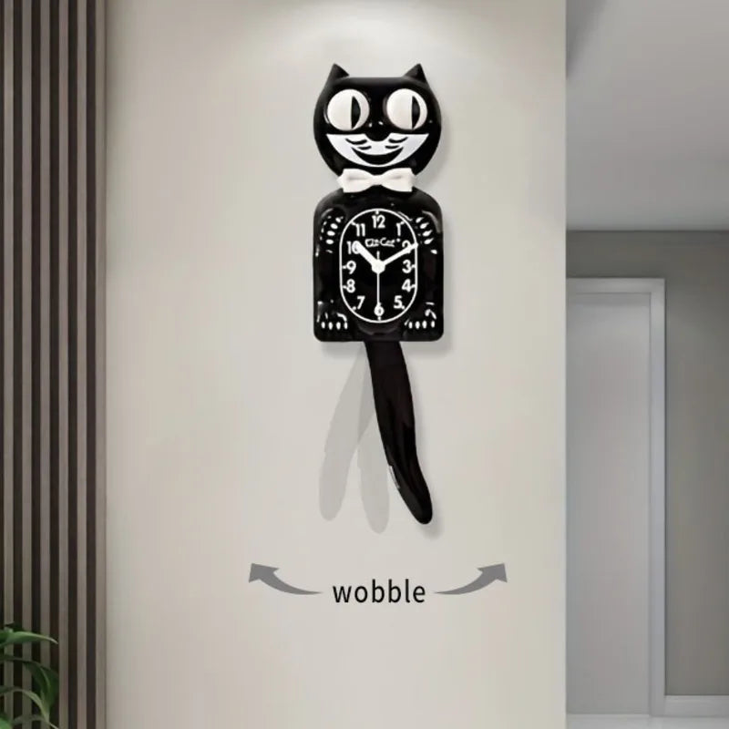 Cat Wall Clock Cartoon Creative Cat Swing Tail Quartz Hanging Clock Cute Living Room Decoration Home Personality Clock Gift New