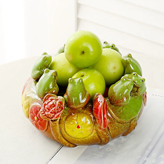 Ceramic Tray Cartoon Frog Fruit Plate Desktop Storage Container Simulated Bird Tray Snack Plate Home Decoration Accessories